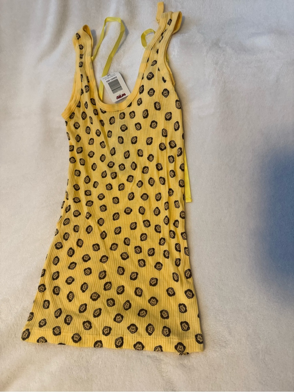 Hot Topic Yellow Ribbed Tank with Monkey Print